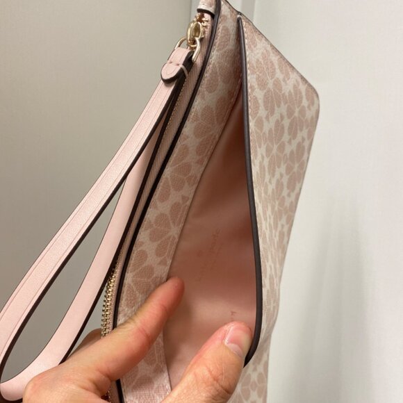 Kate Spade Flower Medium Zip Wristlet in Rose + Convertible Wristlet in Beige - Picture 4 of 10